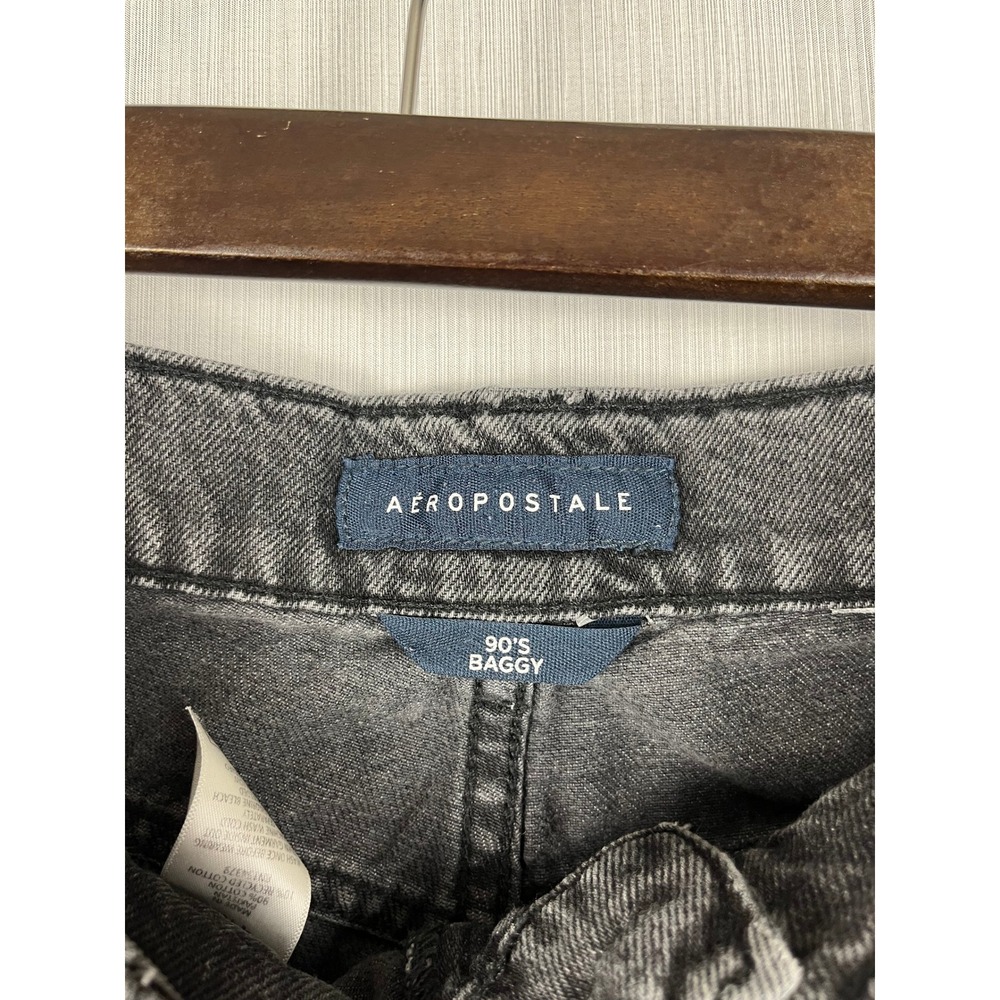 Aeropostale 90s Baggy Jeans Womens 4 Gray Button Fly Distressed Grunge Denim - Picture 5 of 11
